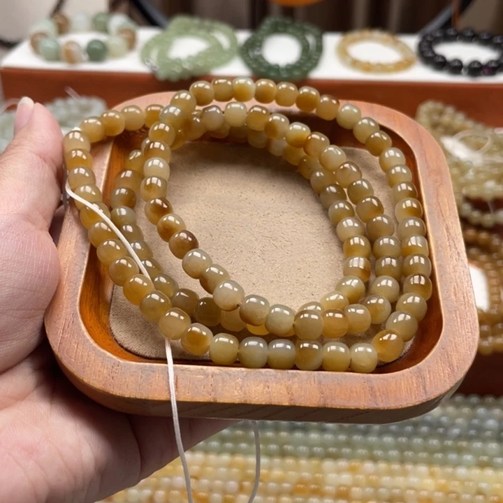 和田玉未镶嵌毛衣链珠串6*7mm