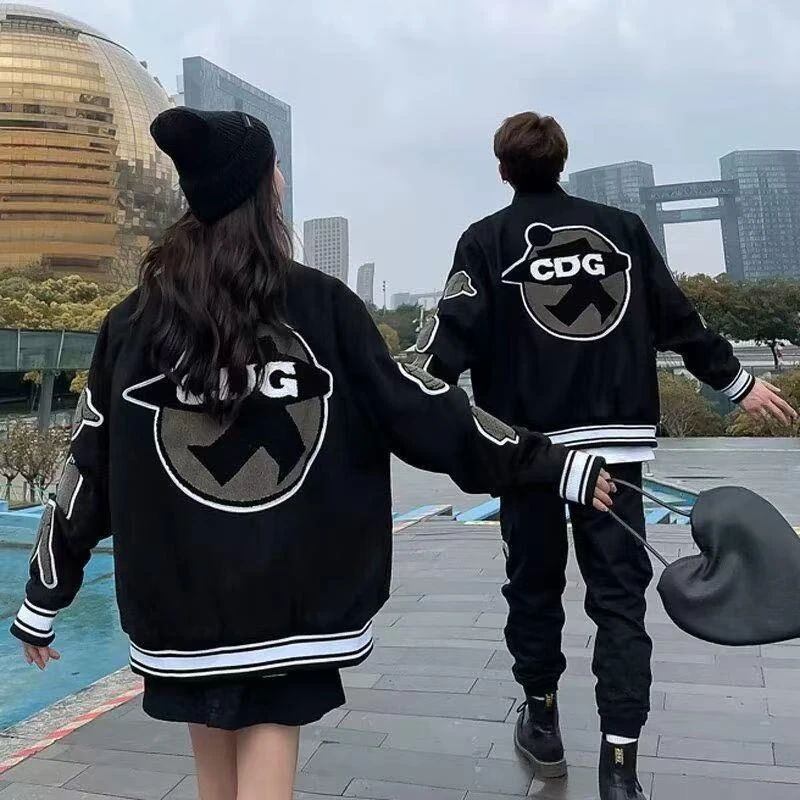 美式复古国牌棒球服男女炸街秋冬季情侣宽松夹克衫设计感外套爆款