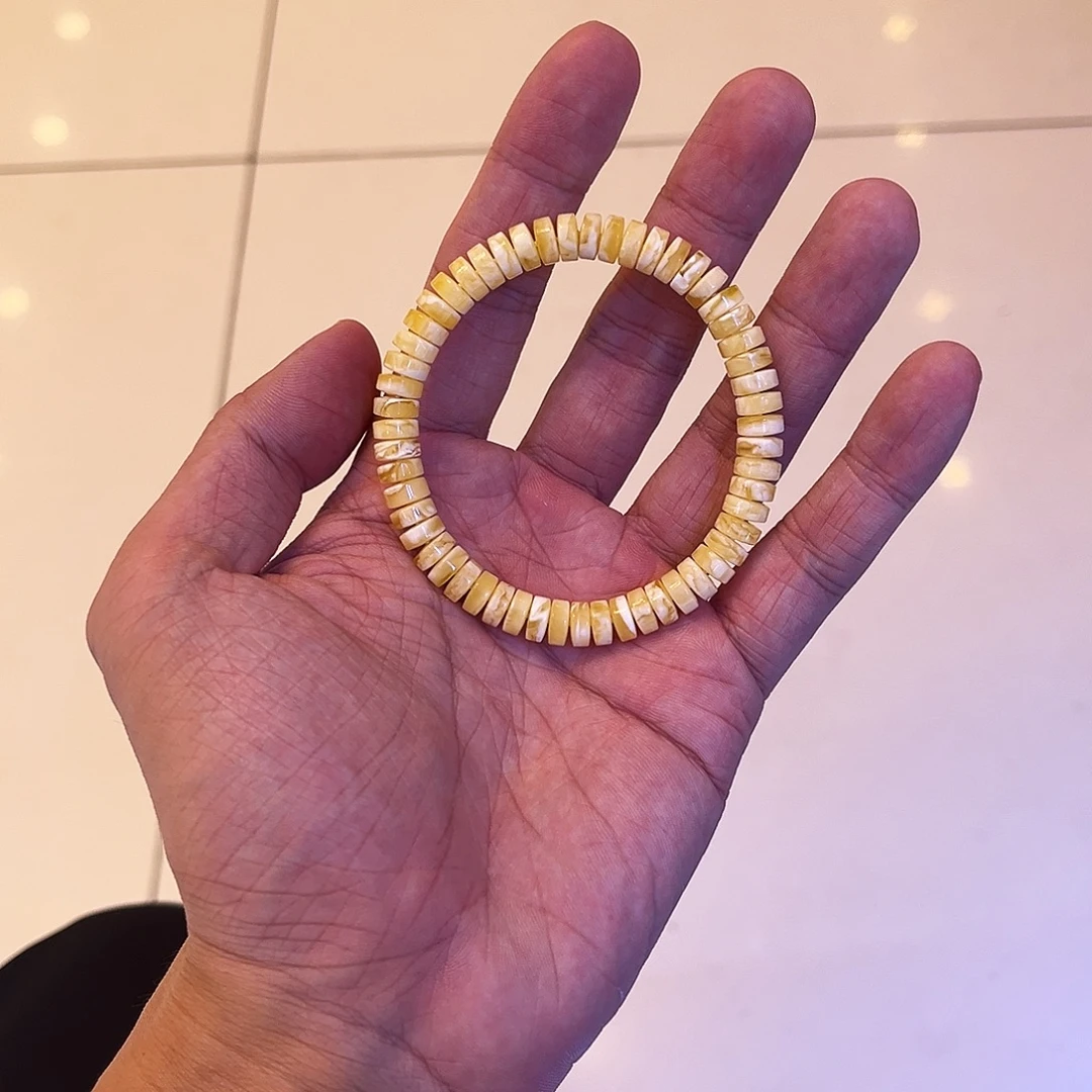 蜜蜡未镶嵌手串药片妖花7.5mm