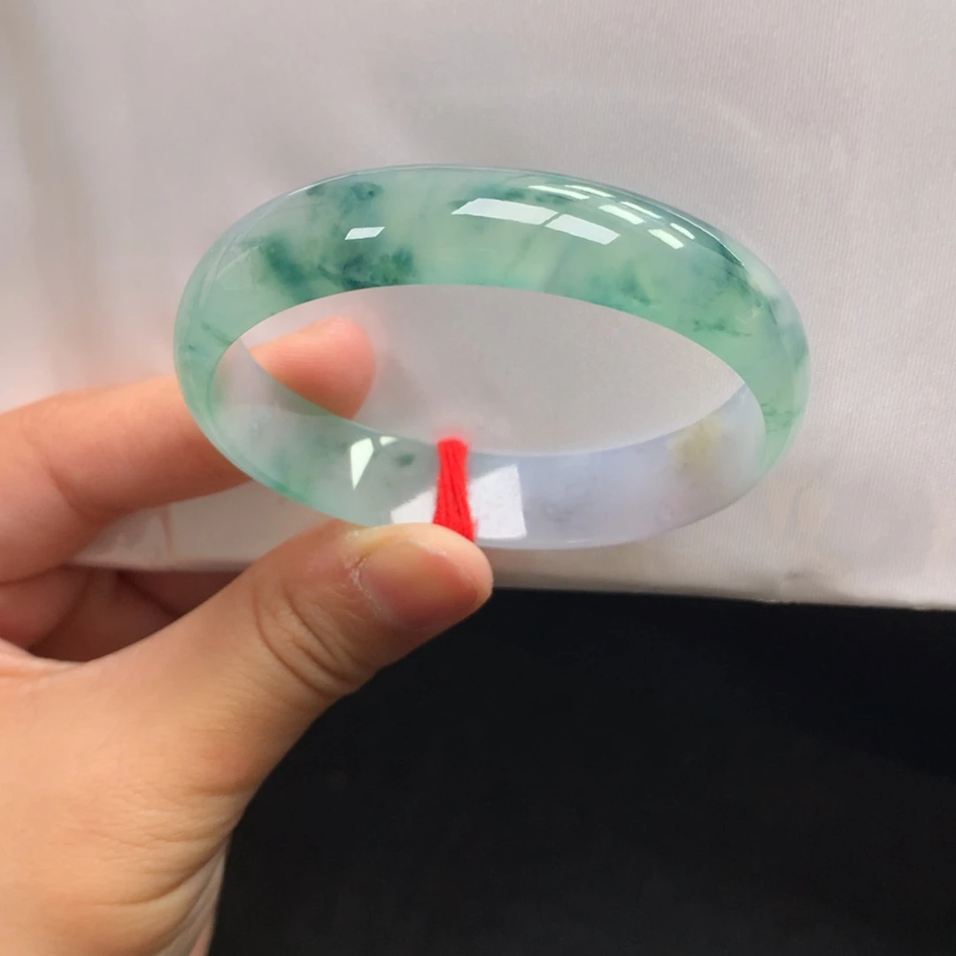 翡翠未镶嵌手镯4号54.3贵妃冰胶蓝飘花（强推高性价比）