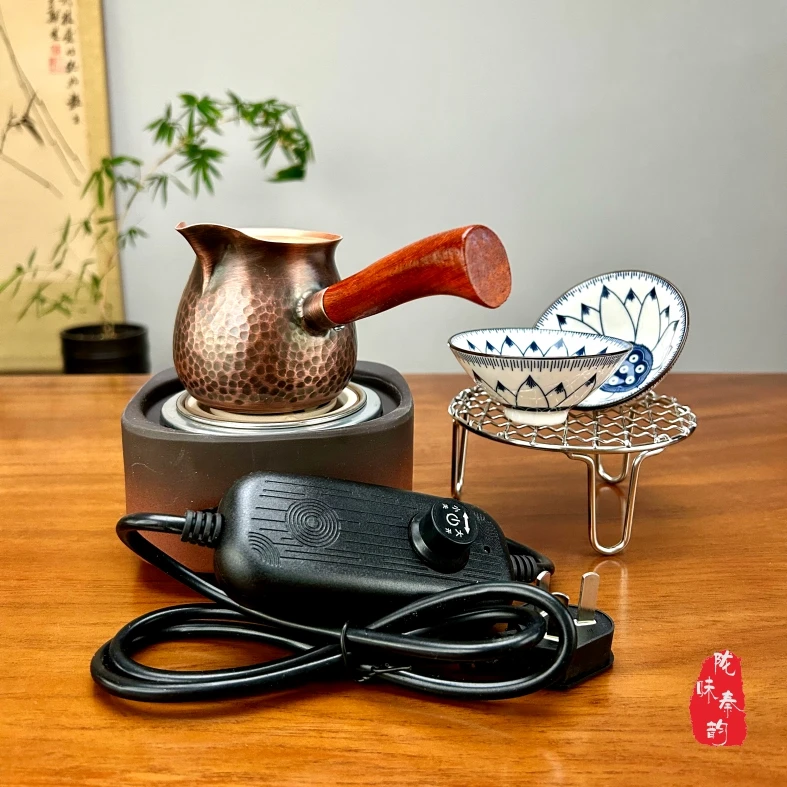 陇味秦韵罐罐茶煮茶专用小方炉侧把渐变陶泥壶办公家用调温煮茶器