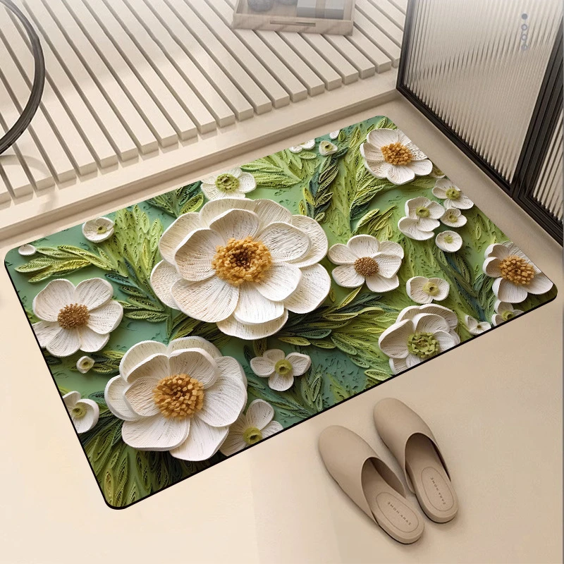 3d膨胀风浴室软硅藻地垫吸水家用厕所脚垫厨房卫生间门口速干门垫