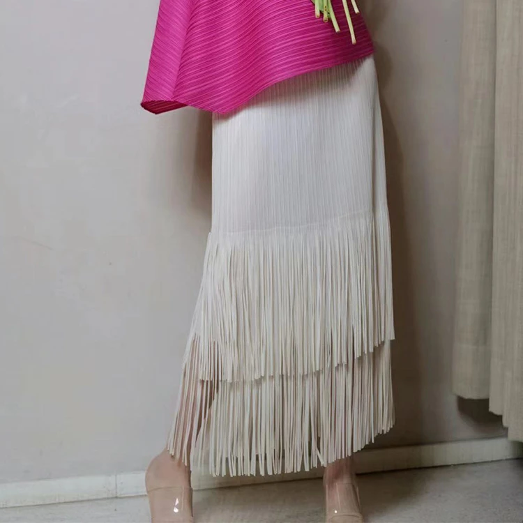 （特价款默认微瑕，不退换，理性下单）夏季褶皱时尚流苏半裙百搭