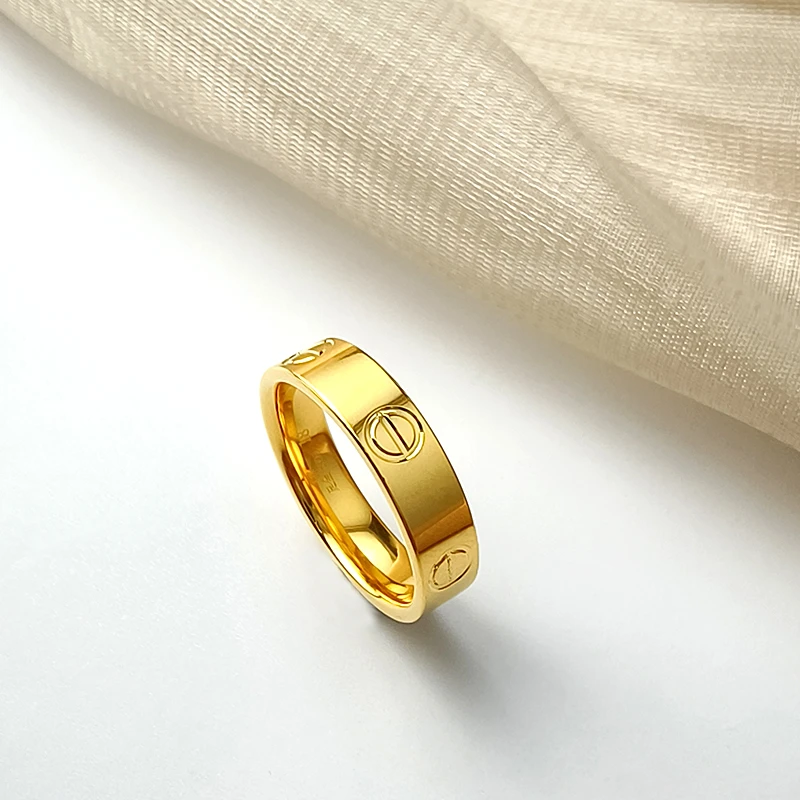 足银戒指 999卡家戒指光面内弧舒适戒圈时尚指环经典金戒欧美小众