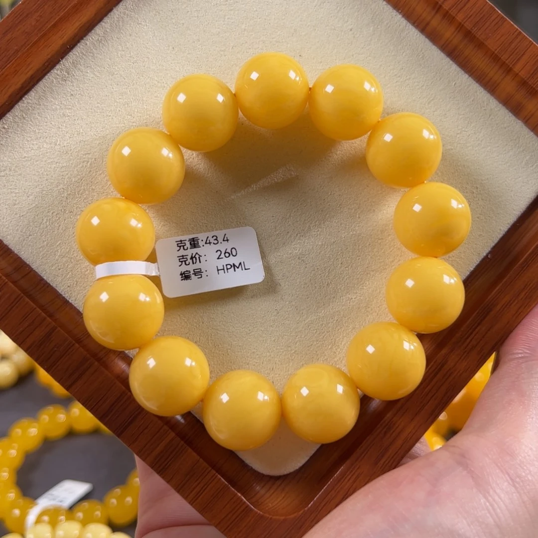 蜜蜡未镶嵌珠宝奇石18mm焦皮鸡油红浓蜡圆珠小年份hpml