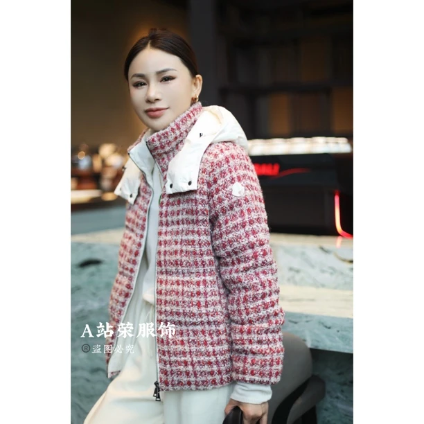 【荣姐精选】千鸟格银丝加绒外套