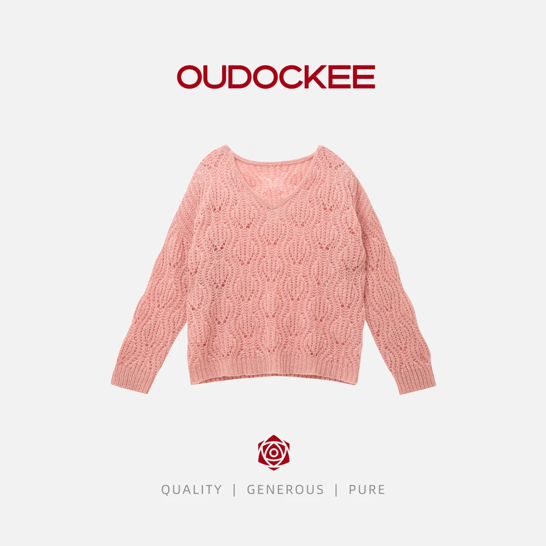 OUDOCKEE 鸥鸥【绵羊毛】芭乐 时尚镂空高级感羊毛衫 M2503G602T
