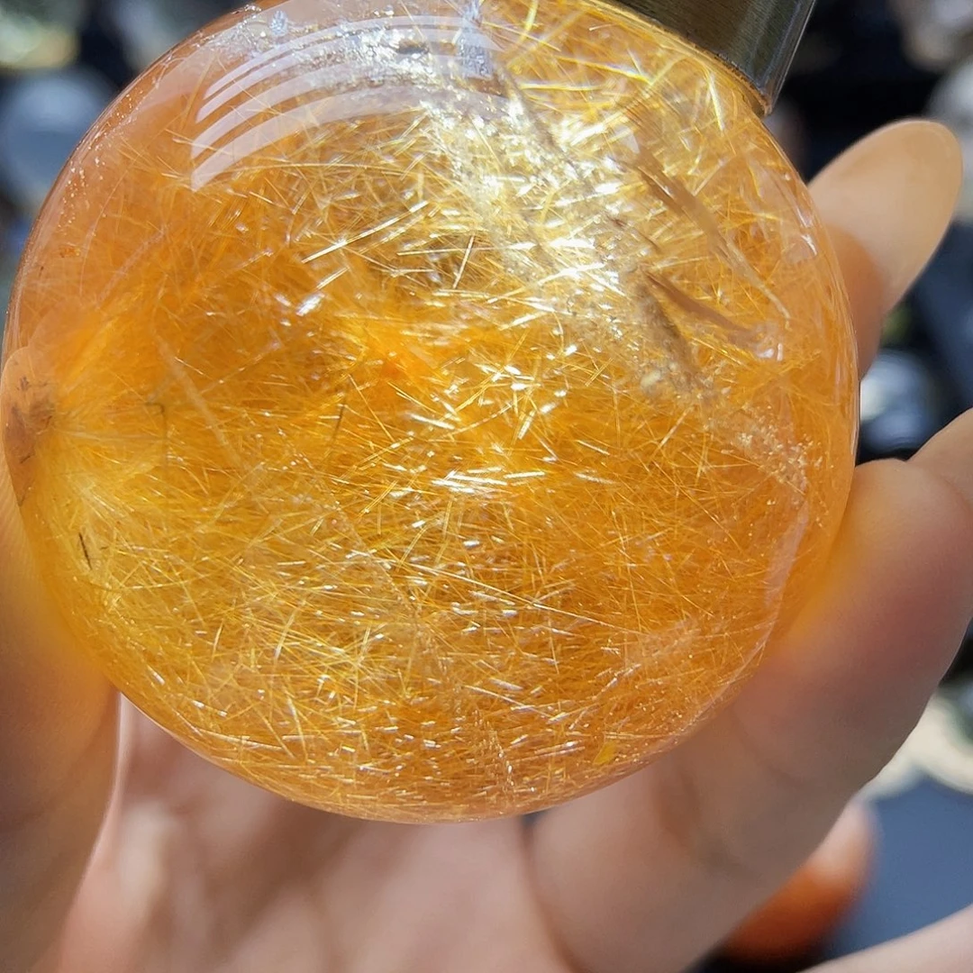 未镶嵌水晶珠宝半成品天然红兔毛51.3mm
