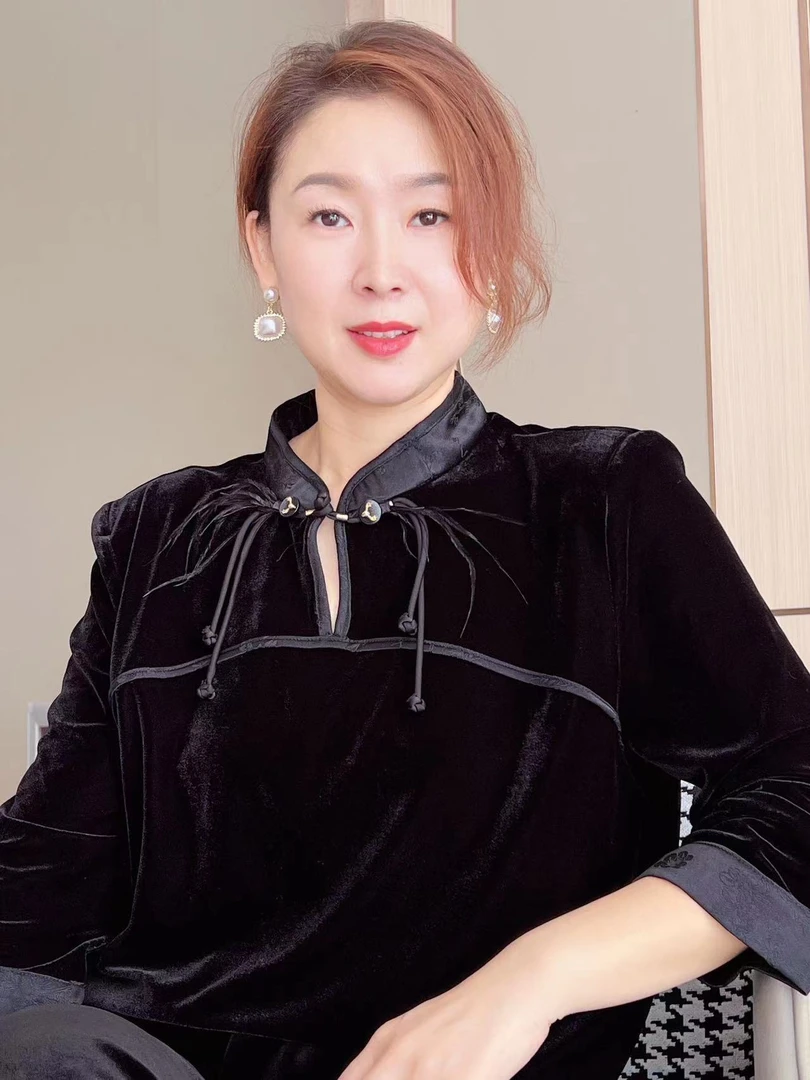 189号《新然》提花复古立领上衣衬衫长袖复古港风常规款黑色