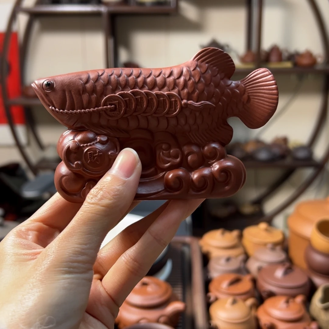 紫砂茶壶紫砂茶宠金龙鱼12厘米