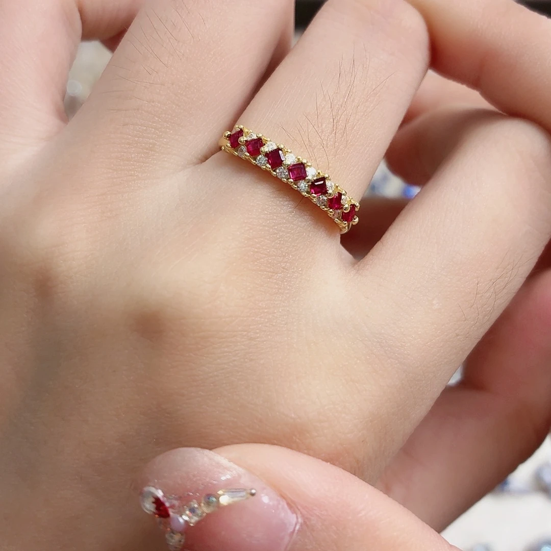 银S925镶嵌戒指红宝石