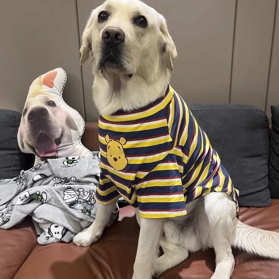 大狗宠物夏季狗狗衣服条纹大型犬拉布拉多金毛潮牌金毛防掉毛薄款