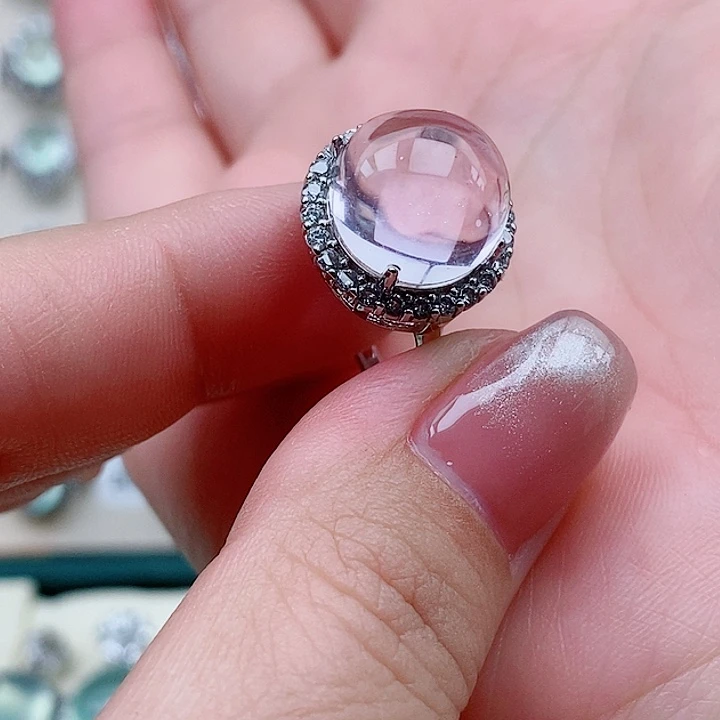 银S925镶嵌颈饰水晶戒指