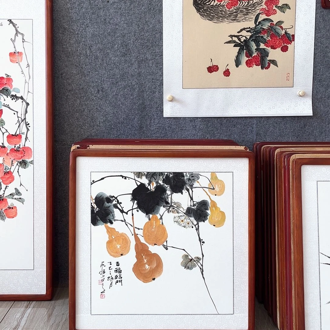 国画书画作品带框63×63