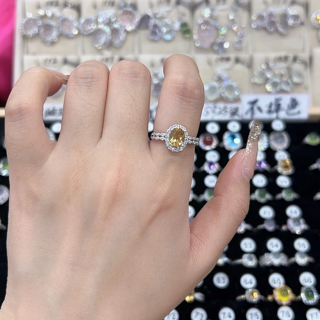 B***店银S925镶嵌戒指黄晶