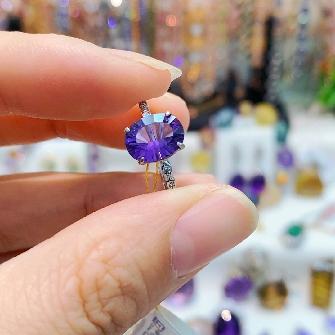 紫晶戒指银S925镶嵌戒指