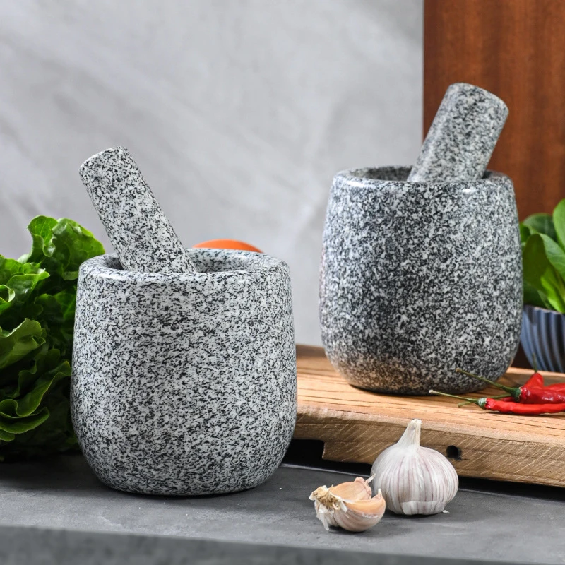 天然家用捣蒜器石头蒜臼子捣药罐研磨器大号石臼子夹蒜厨具剥蒜器