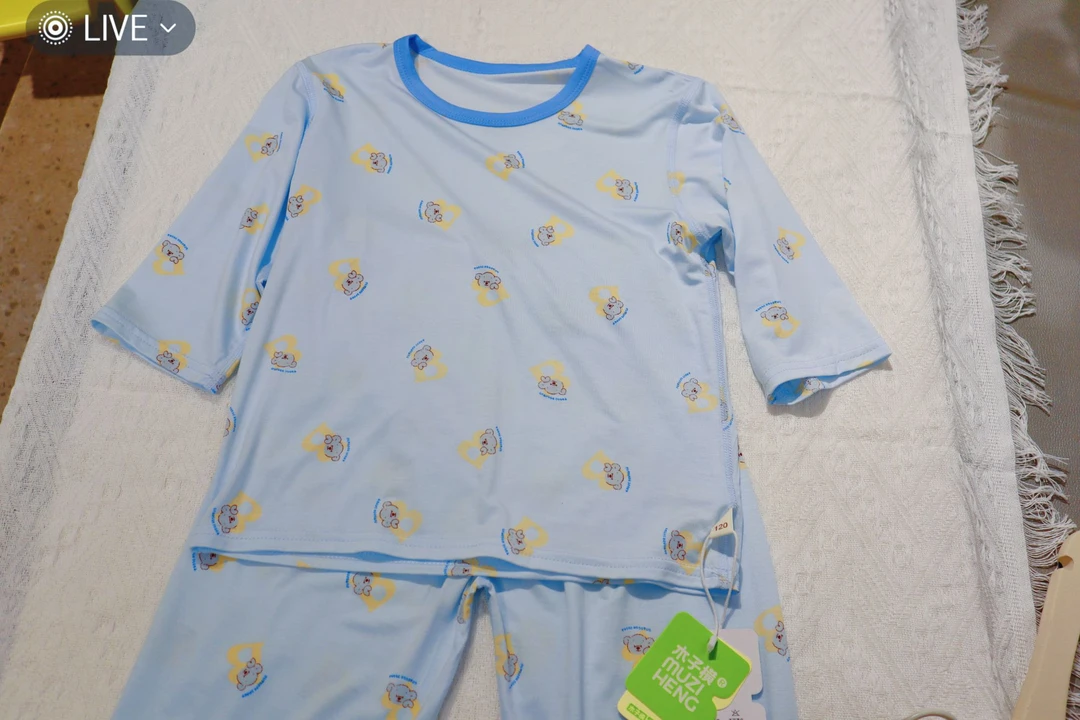 A类休闲卡通风空调凉感家居服套装夏季儿童空调服宝宝睡衣长袖