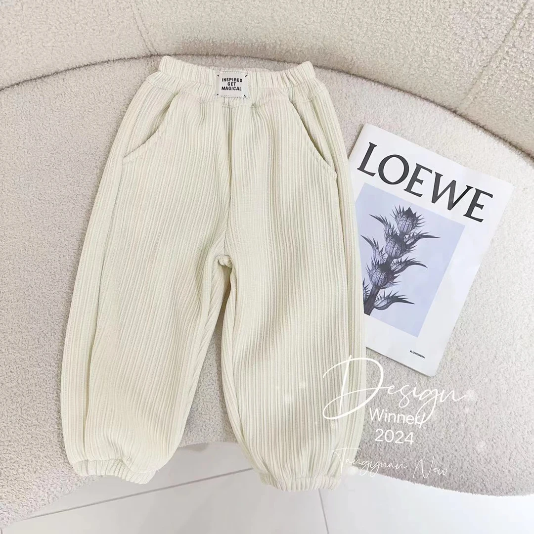 汤圆家童装2024冬季经典雪尼尔纹理感加绒百搭保暖休闲裤 YA-726