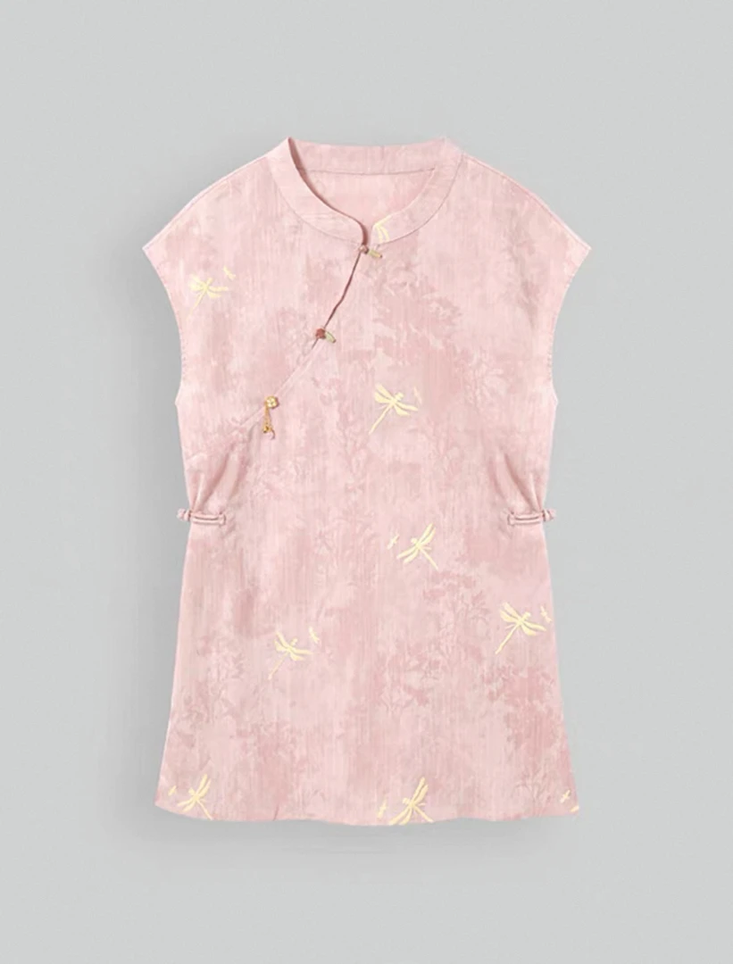 【杏雨】新中式国风薄款女衬衫2025夏季新款圆领宽松上衣套装女