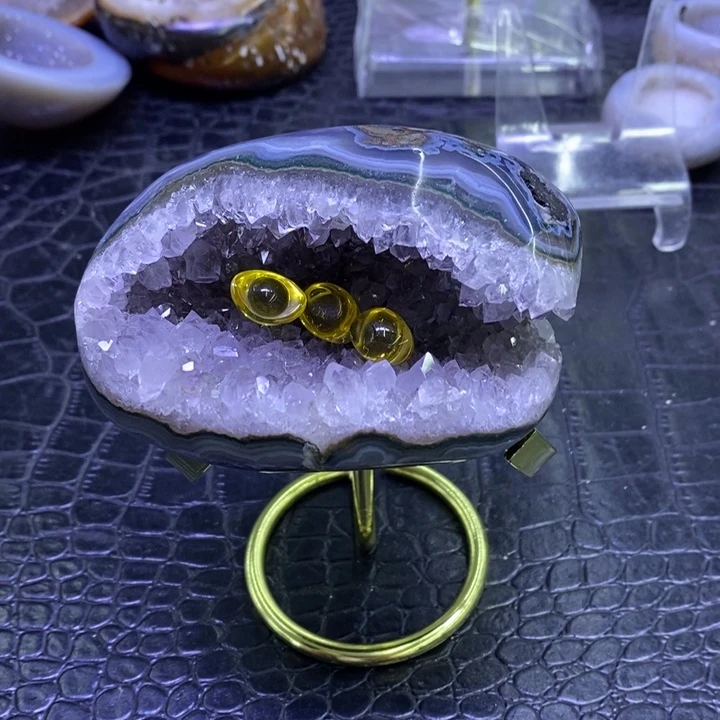 未镶嵌珠宝半成品水晶Y**?紫晶洞