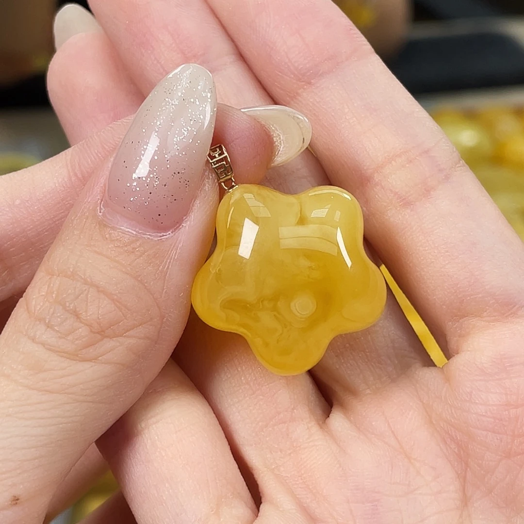 18K金镶嵌琥珀珠宝奇石琥珀蜜蜡J