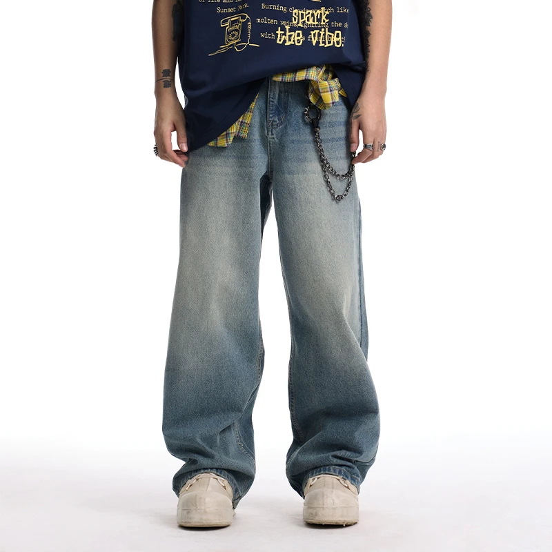 CoosRetro美式复古水洗做旧牛仔裤春夏男女百搭休闲宽松裤CSK9517