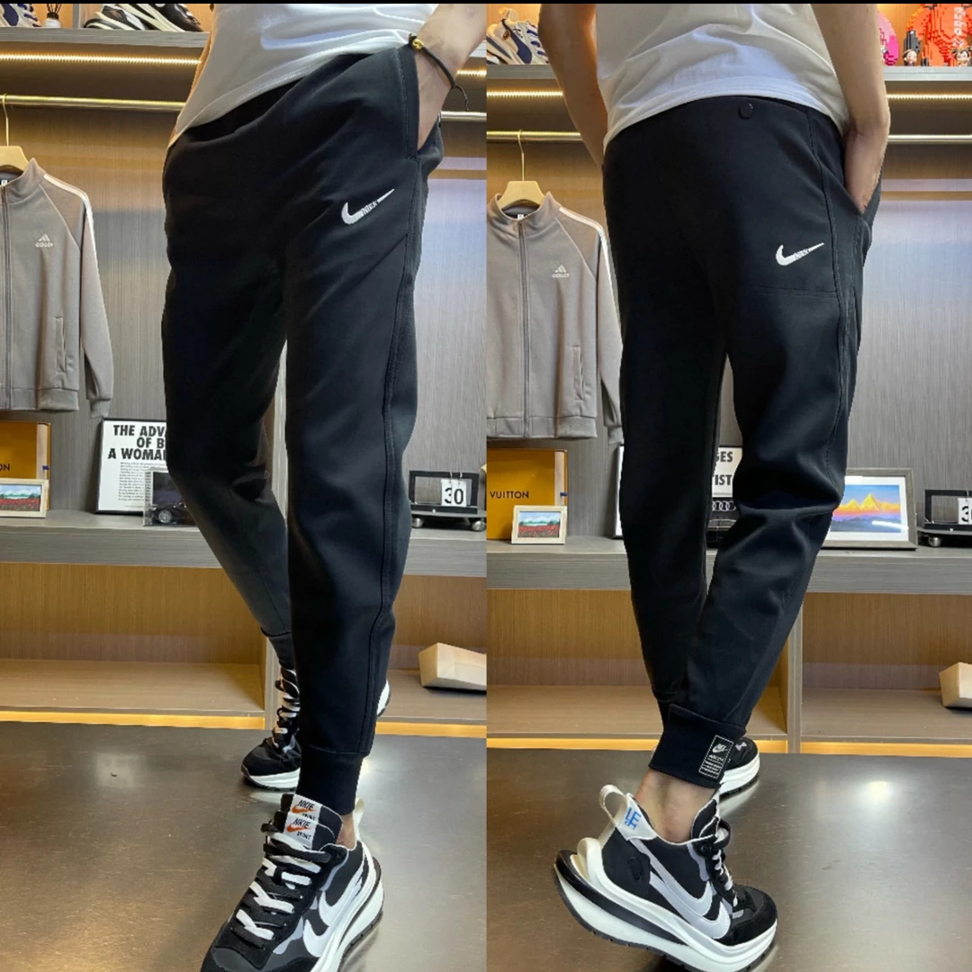 秋冬加厚净版弹力刺绣长裤男士束脚保暖加绒运动裤修身休闲裤505