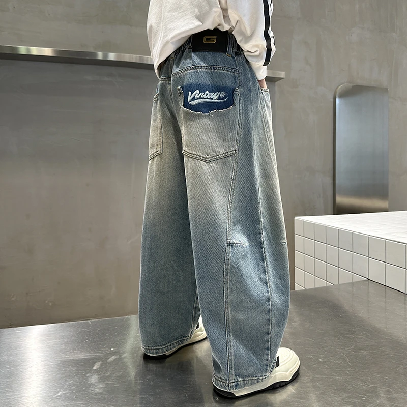 男童大童儿童裤牛仔裤直筒薄款2025新款潮牌秋季高端男款休闲裤子