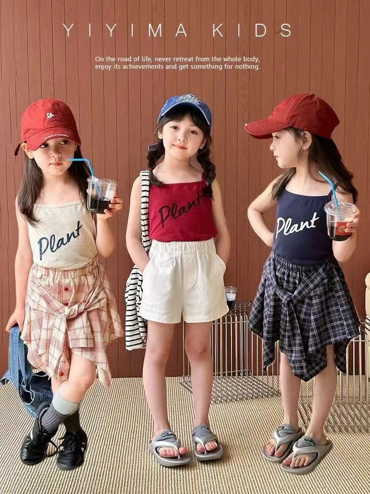 【现货】儿童清爽百搭上衣夏季女童宝宝时髦字母吊带小背心25E031