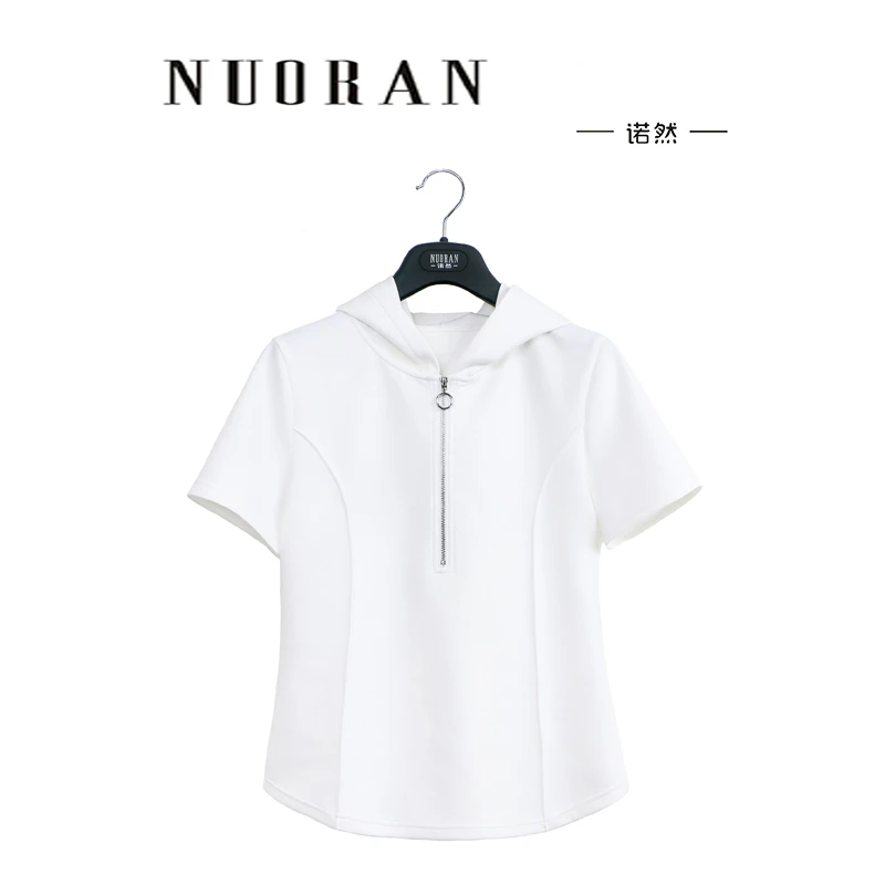 短袖帽衫T恤显瘦运动时尚休闲女士夏季连帽设计师百搭气质套头