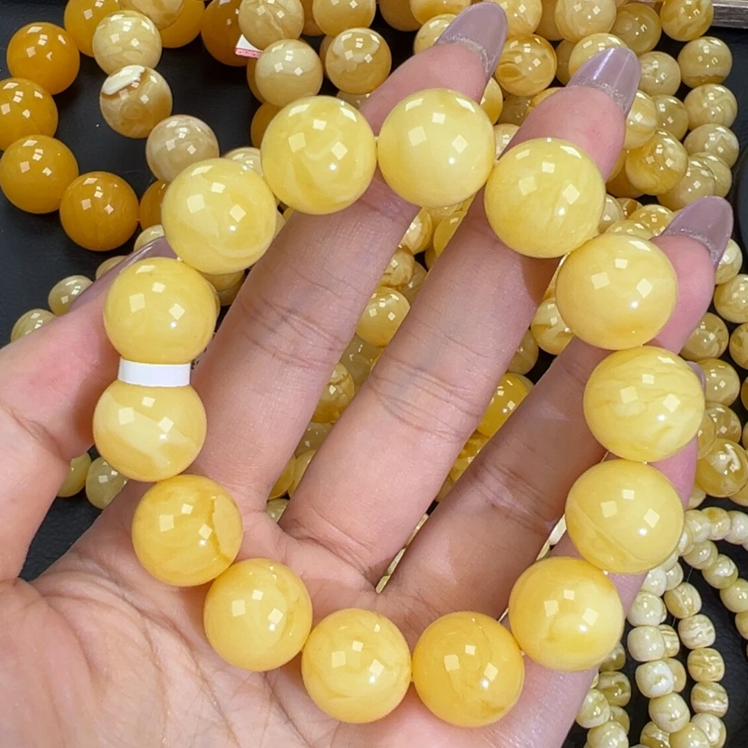 琥珀未镶嵌手链28.7黄白蜡