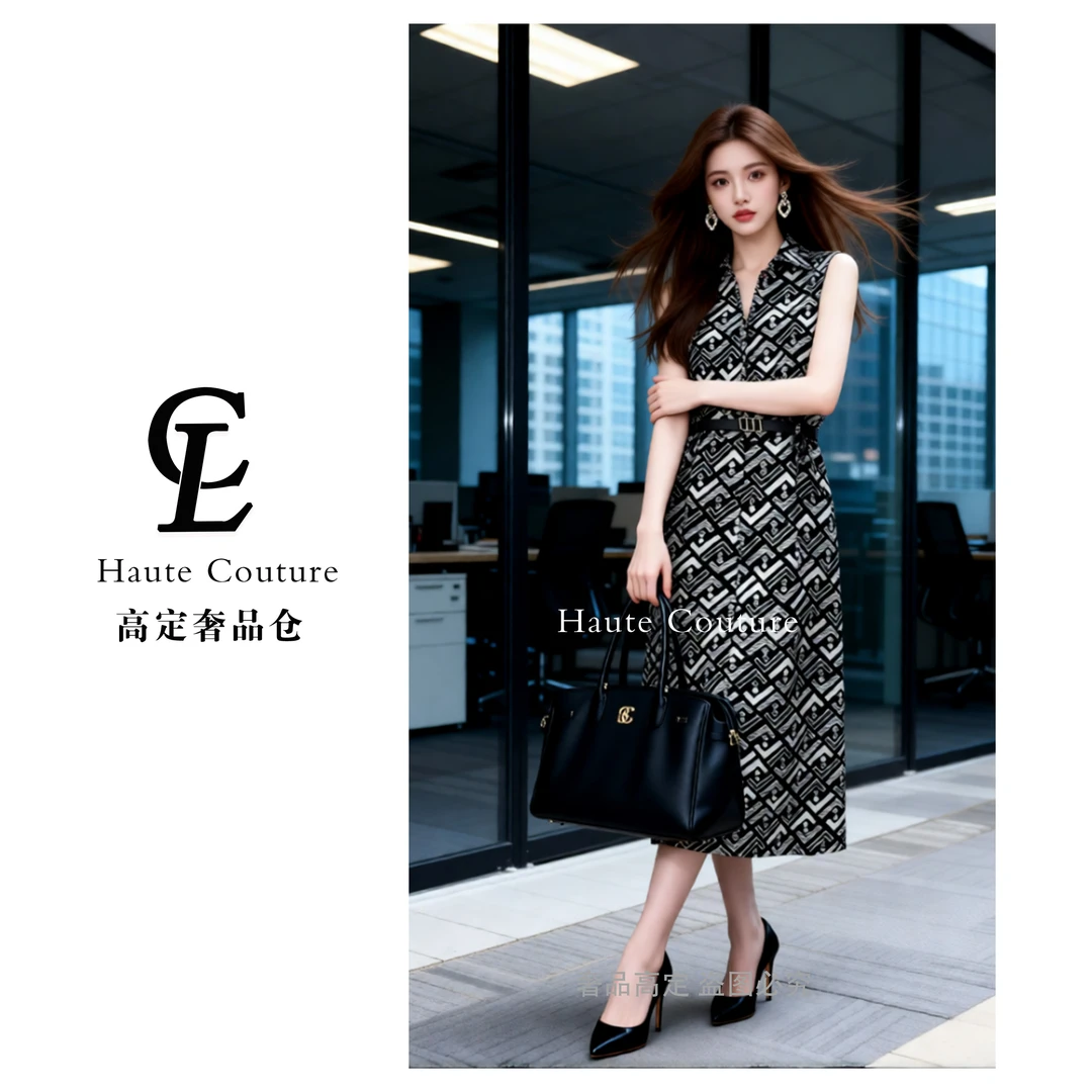 CYM3745手工钉珠轻奢设计感提花绣连衣裙