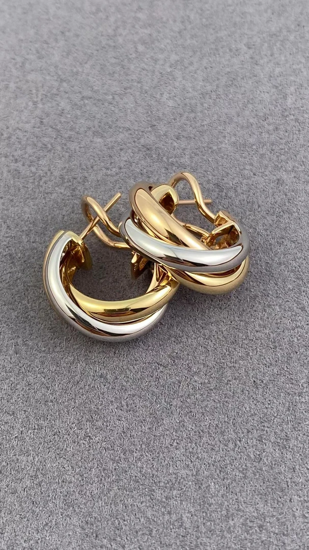 【素金系列】18K金小号三色耳扣