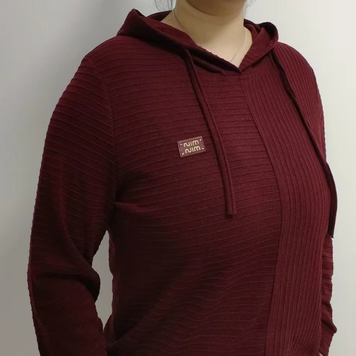 长袖常规新中式红色百搭女装戴帽休闲衫