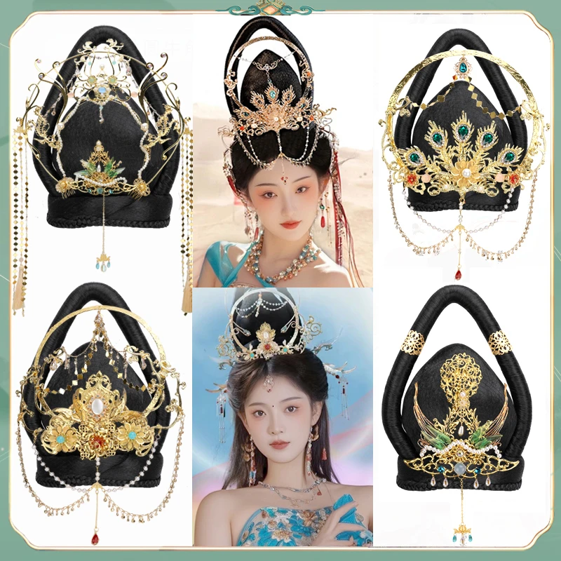 古装汉服敦煌飞天头饰影视拍摄舞蹈演出假发古风仙女发饰艳妃发髻