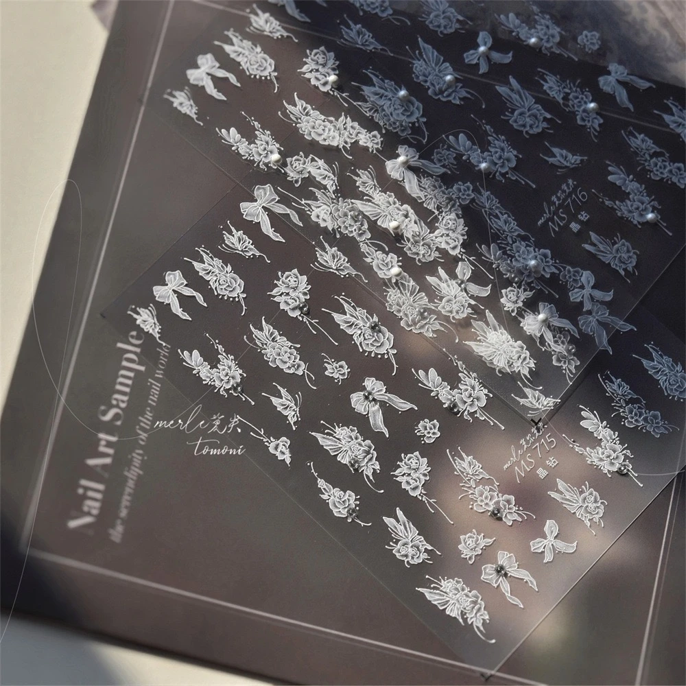 DK蝶卡美甲715蝴蝶结玫瑰晶钻款贴纸