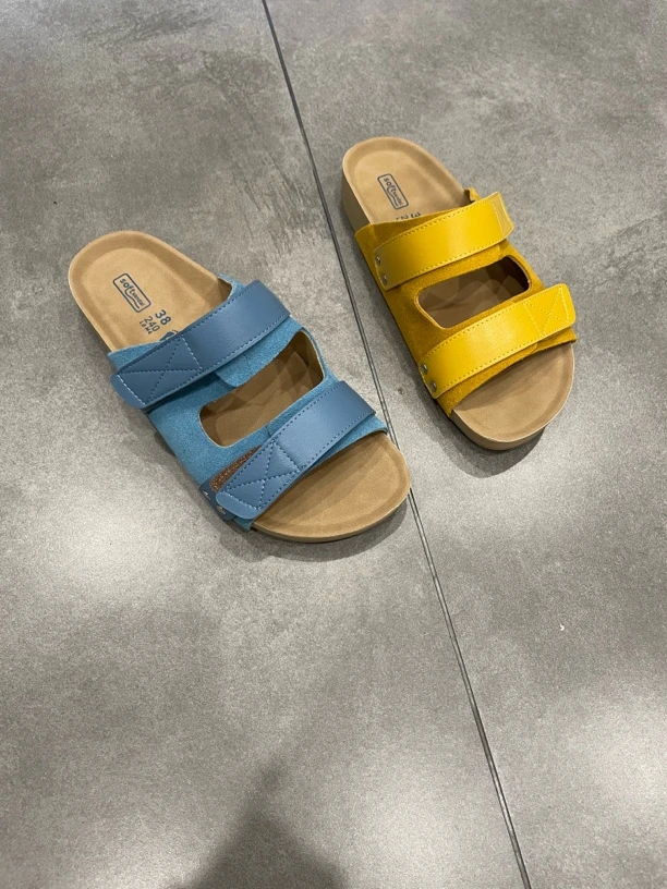 诗涵家 真皮软底魔术贴一字拖1866-20