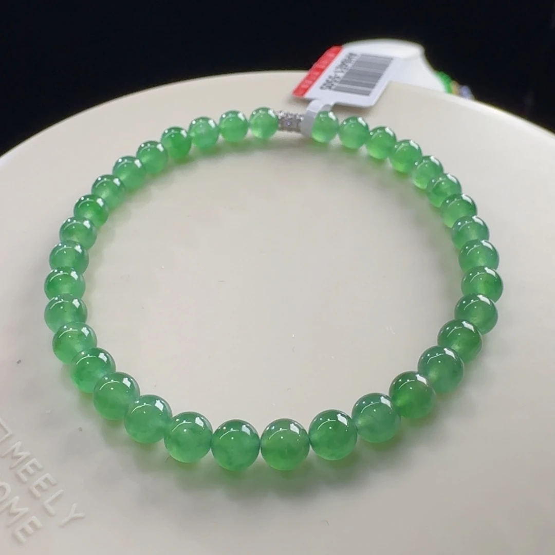 翡翠未镶嵌手链巨巨巨漏！力推！！高冰葡萄绿单圈卡5mm