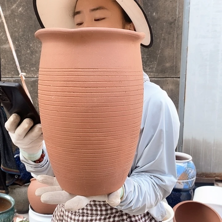 紫砂花盆瑕疵口20高31