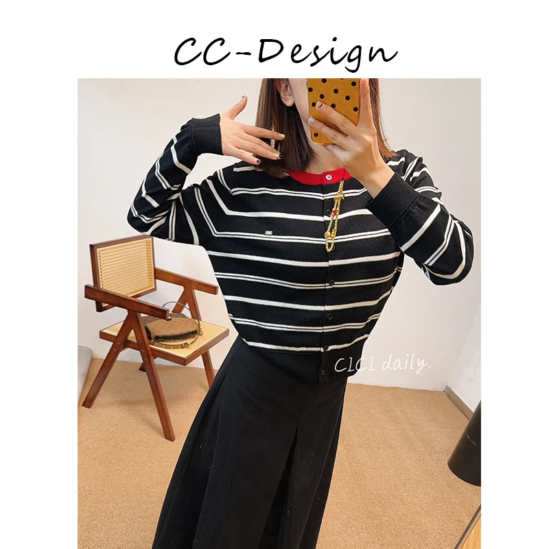 CAICAI-【条纹舞曲】羊毛撞色条纹百搭毛衣外套开衫114114