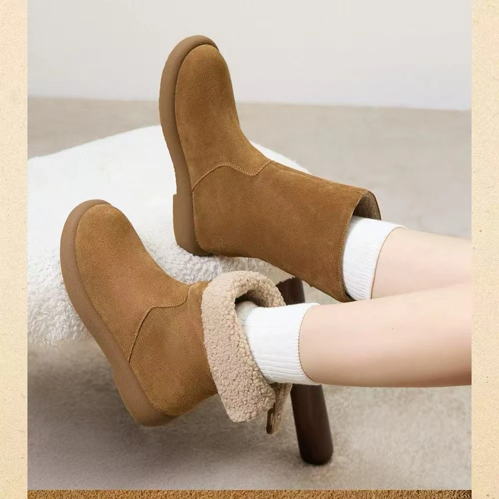 C4887 焦糖色  冬季时尚厚底加厚保暖女鞋 雪地靴