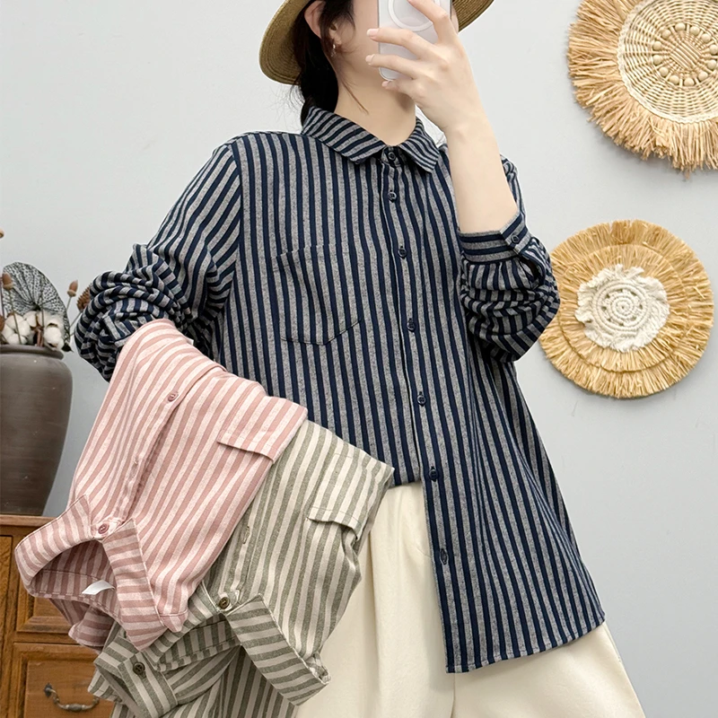 磨毛棉秋冬减龄衬衫时尚百搭长袖衬衣气质开衫上衣2025女装85165