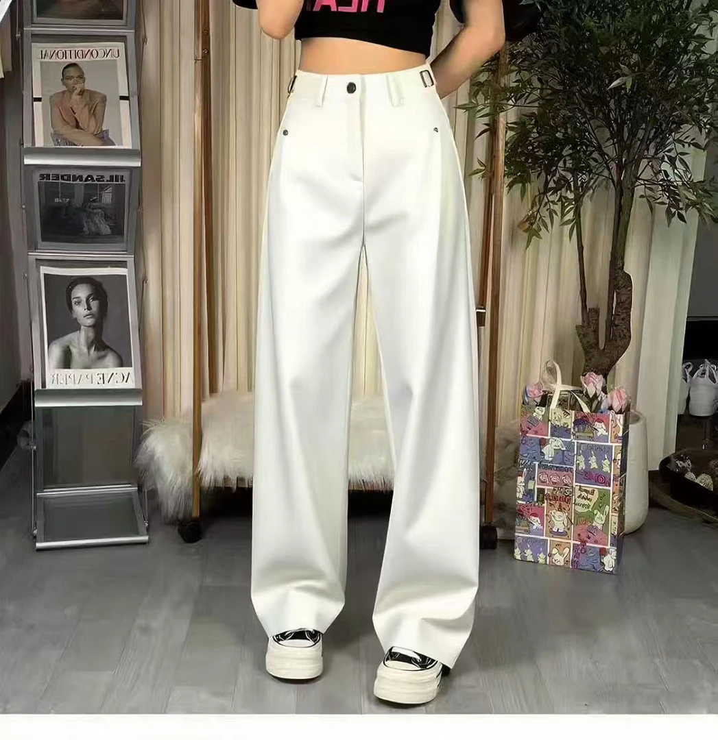 正品现货重工艺美式工装裤女秋季2025新款宽松显瘦弯刀裤