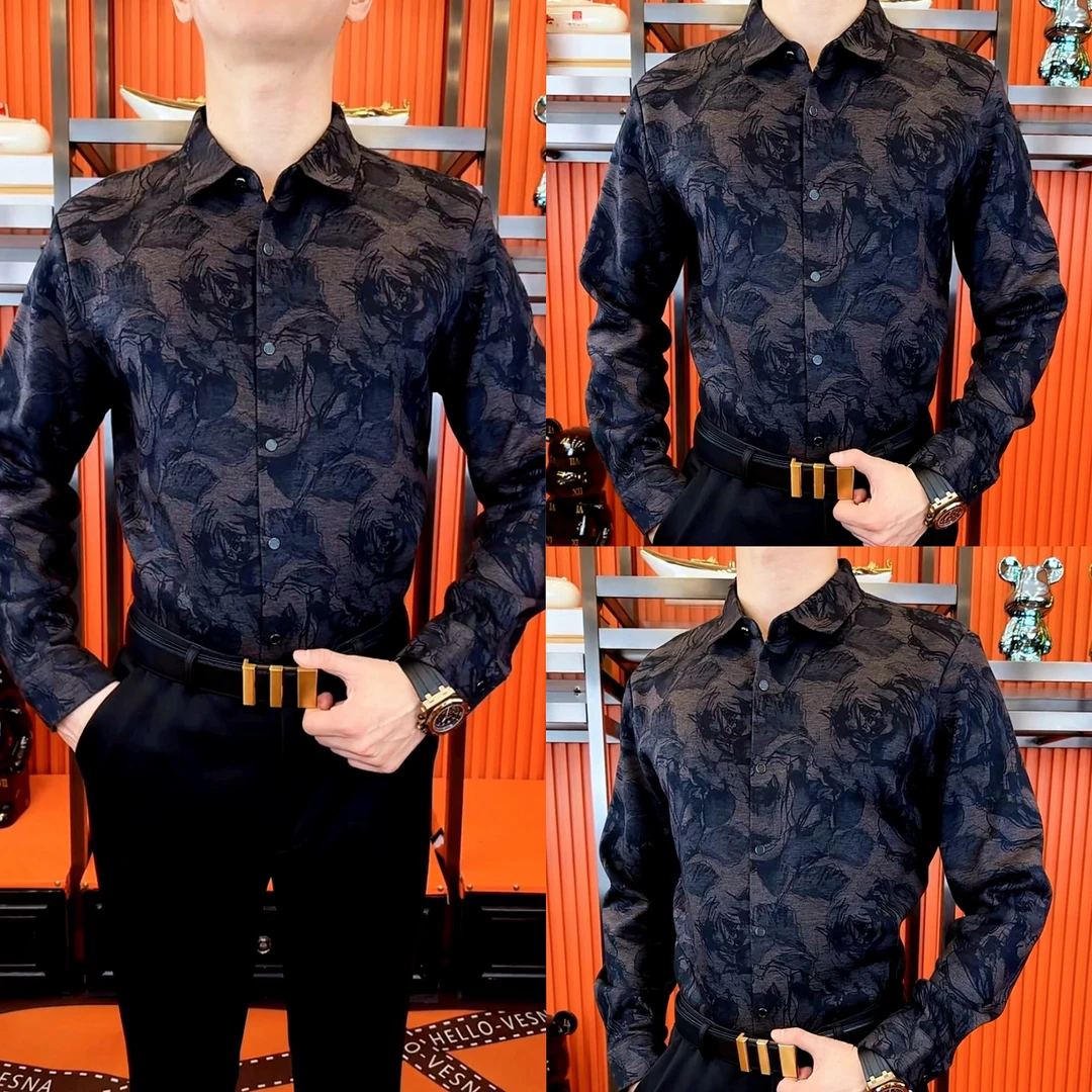 08888家（加绒）冬季新款四面弹力透气舒适休闲男士衬衫