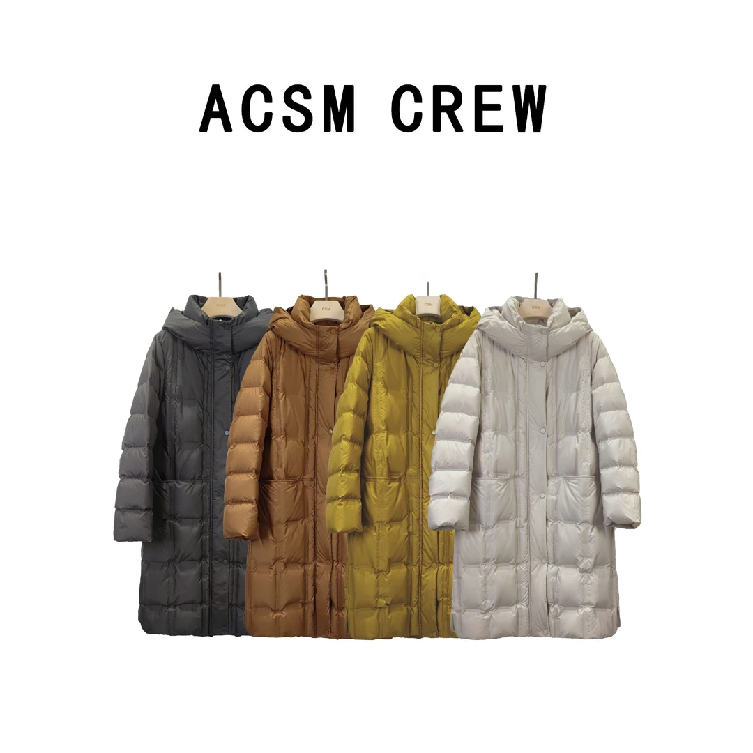 ACSMCREW丨优雅轻奢雾面面料正肩H型龟背休闲时尚长款羽绒服RD333