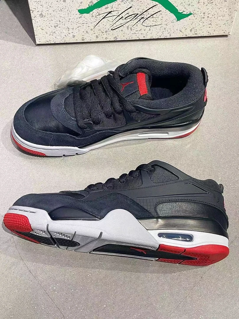 Air Jordan 4 RM 男款黑红色低帮休闲板鞋复古运动骑士鞋官方正品