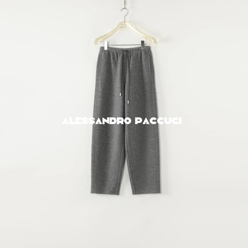 AP洛哥53160KF/-1【咩咩裤】黑标/100绵羊毛强缩呢松紧系带腰女装