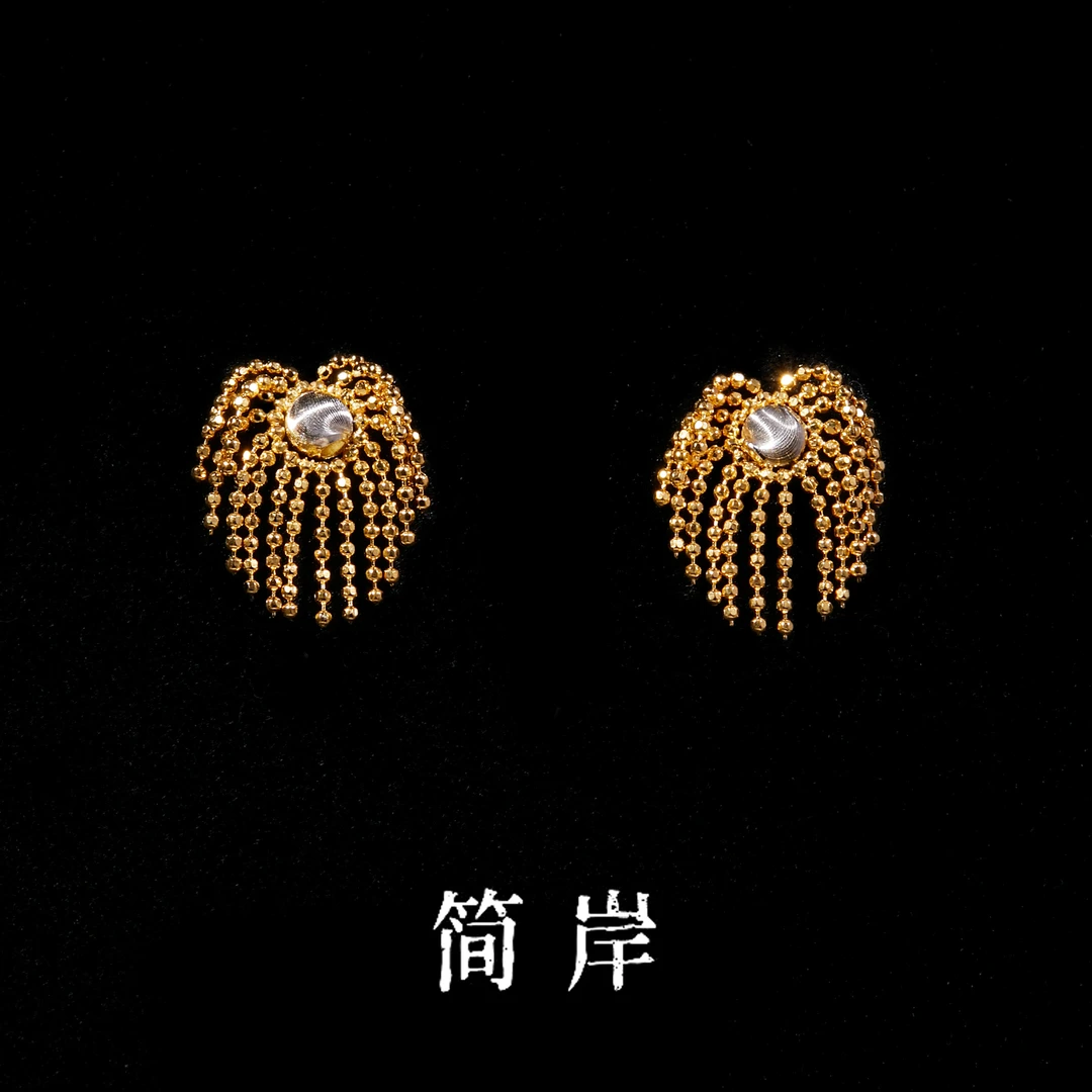 jeshore/简岸 925银耳饰 小太阳烟花双色流苏耳钉