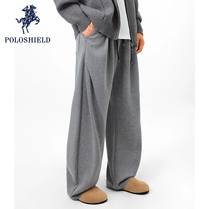 POLOSHIELD男士莫代尔风迹裤男款春秋弯刀裤休闲裤子男女生情侣款